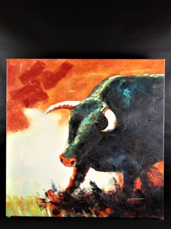 Knap pasteus werk - Toro - olieverfschilderij op canvas